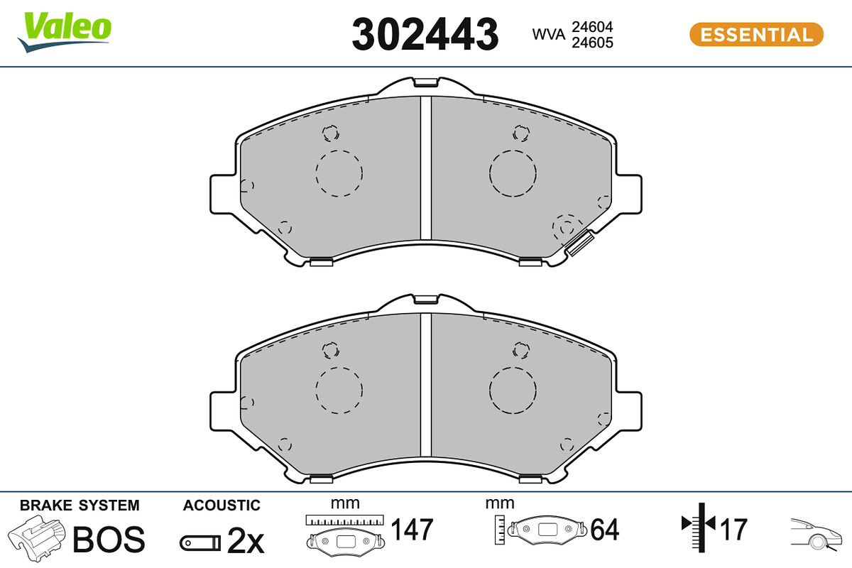 Jeu de 4 plaquettes de frein VALEO ref. 302443